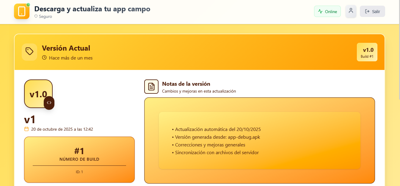 Portal de descarga de app campo